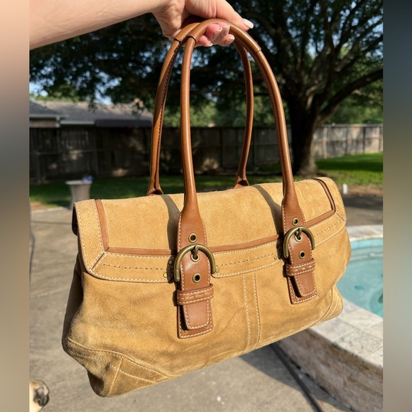 Coach C04S-9674 vintage suede flap-over boho SoHo leather accents Rare EUC w Tag - Picture 4 of 17